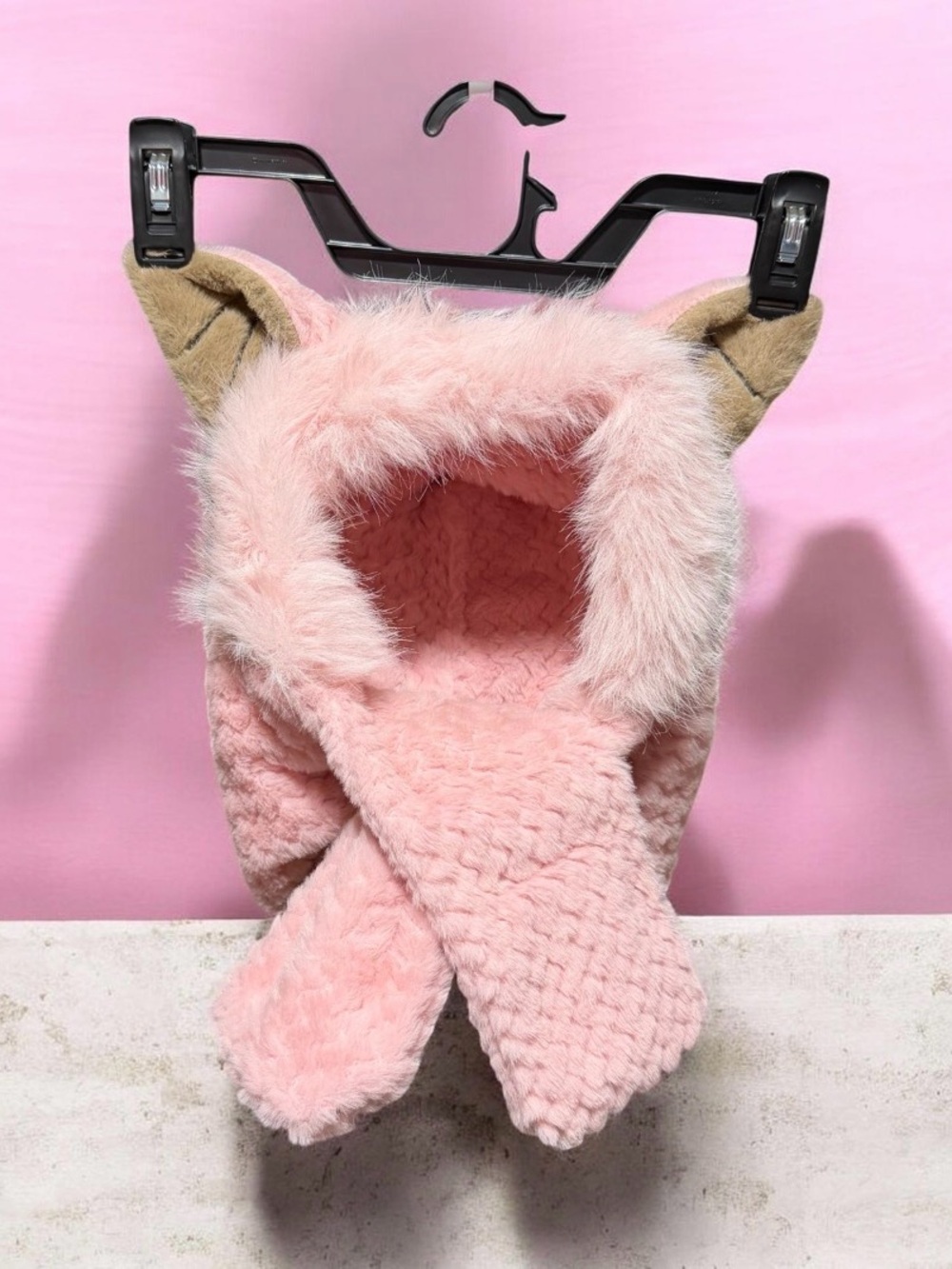 Pink Plush Earflap Hat - Soft Faux Fur